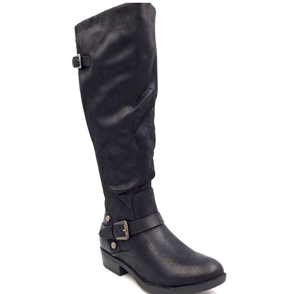 BareTraps Women's Yanessa Faux Suede Tall Riding Boots - Taupe, 15.5" Shaft, 1.25" Heel, Zip Closure